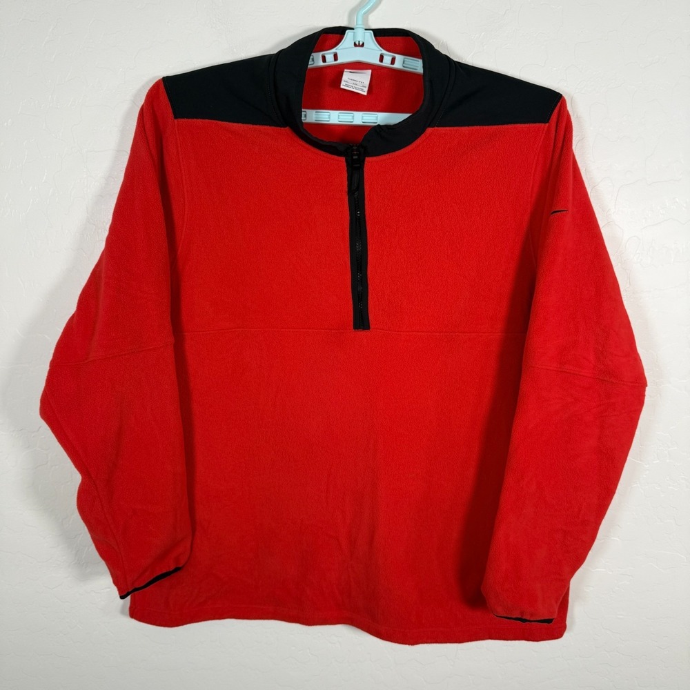 Nike Sweater Mens 2XL Red 1/2 Zip Therma Fit Victory Fleece Pullover‎ Casual